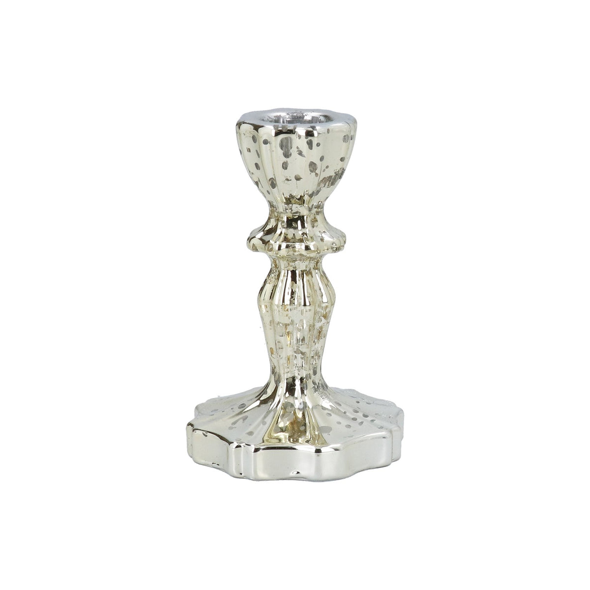Gisela Graham - Antique Effect Gold Glass Candlestick Holder - 11cm