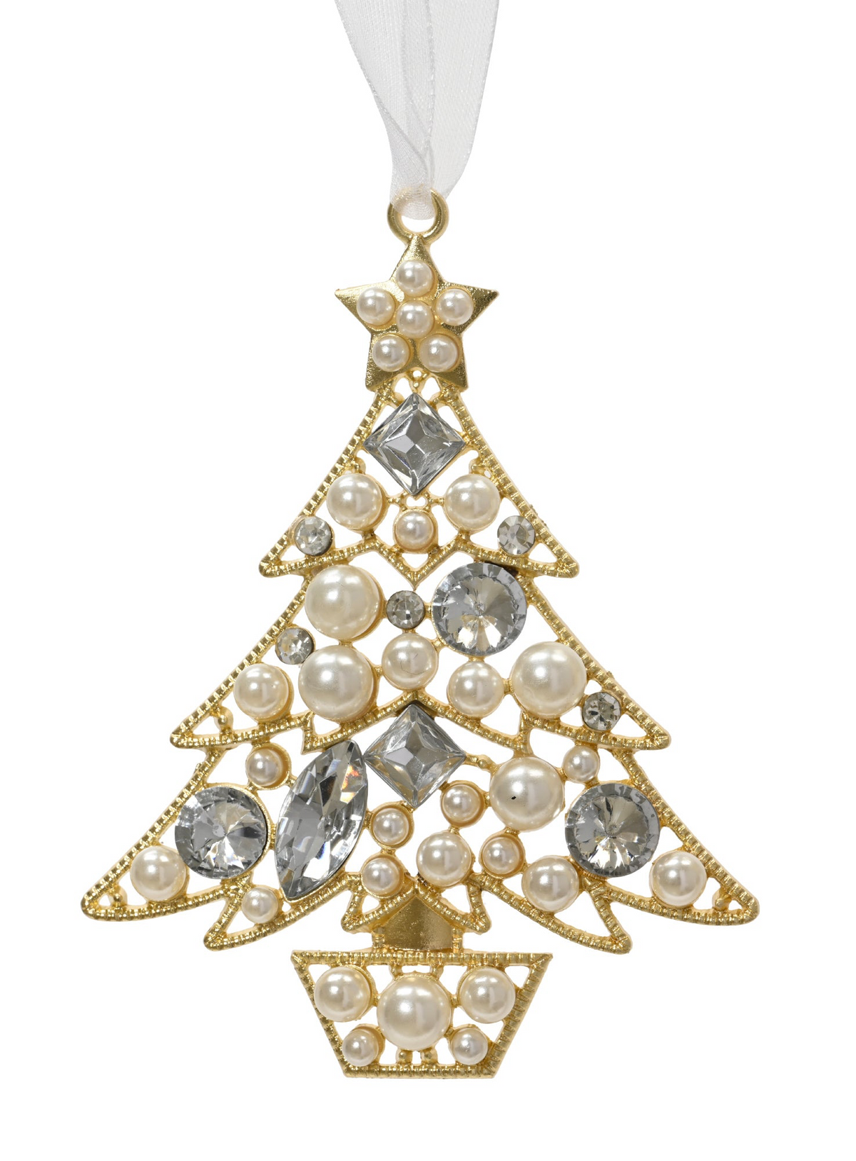 Gold Acrylic Jewelled Bauble - 9.5cm