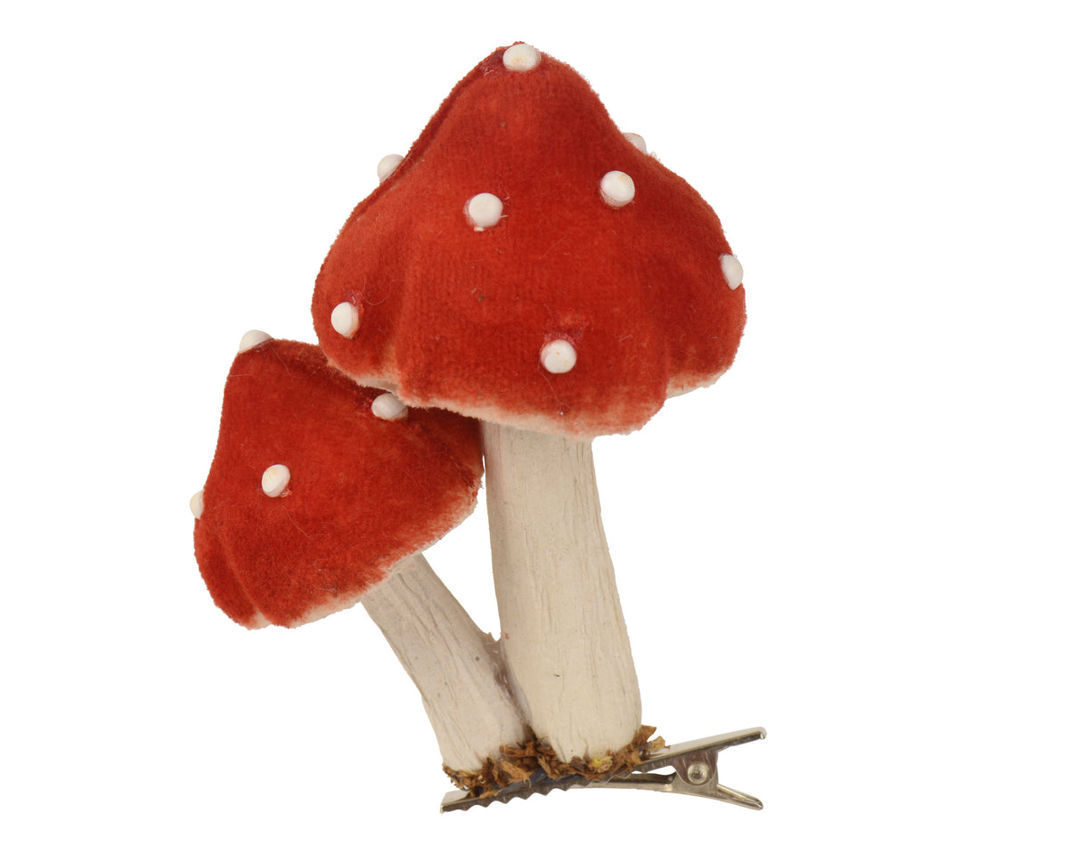 Red & White Toadstool Mushrooms on Clip
