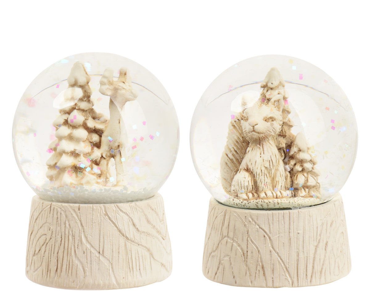Off-White Christmas Woodland Glass Snow Globe 6cm
