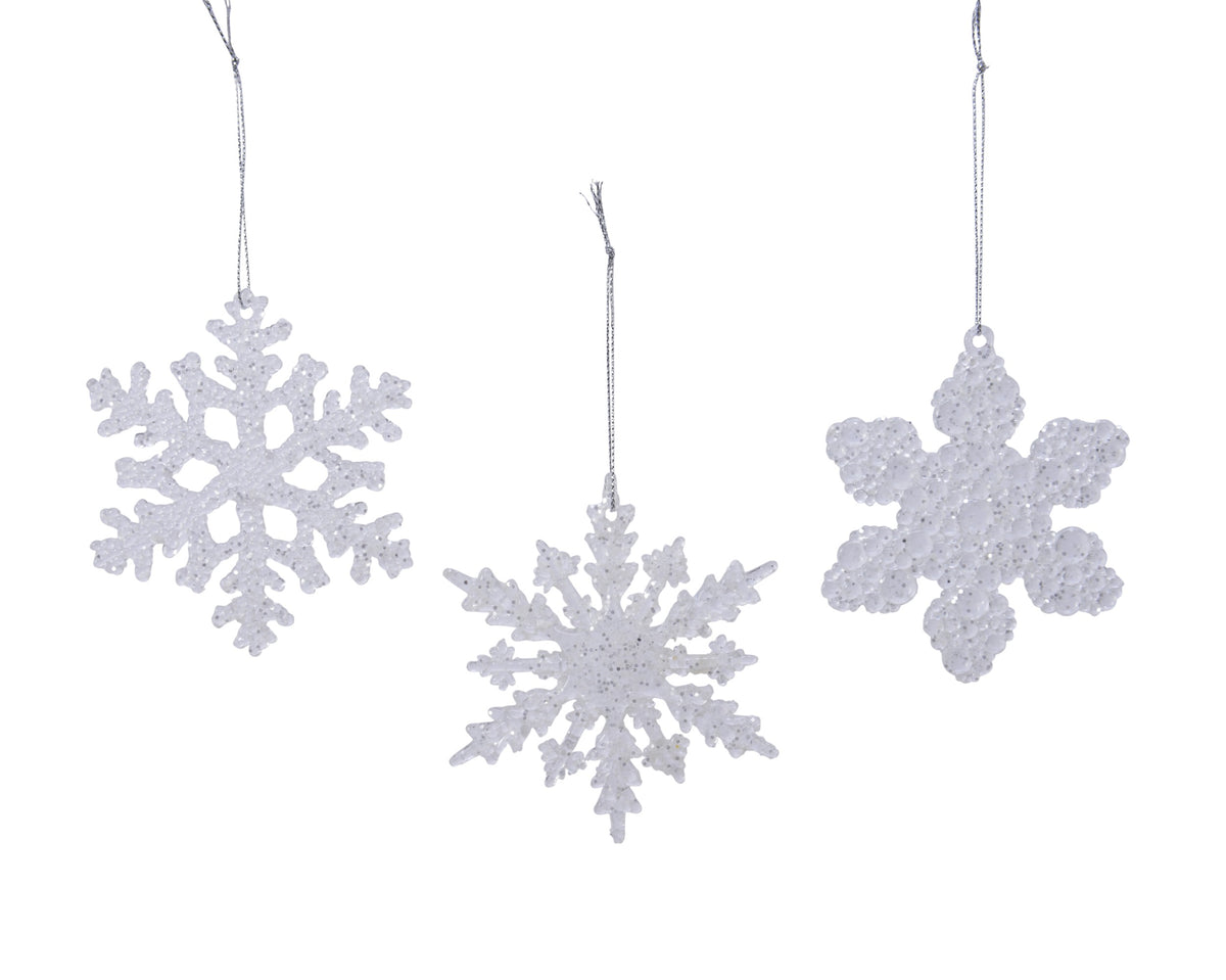 Hanging Snowflake with Glitter Finish - 10cm