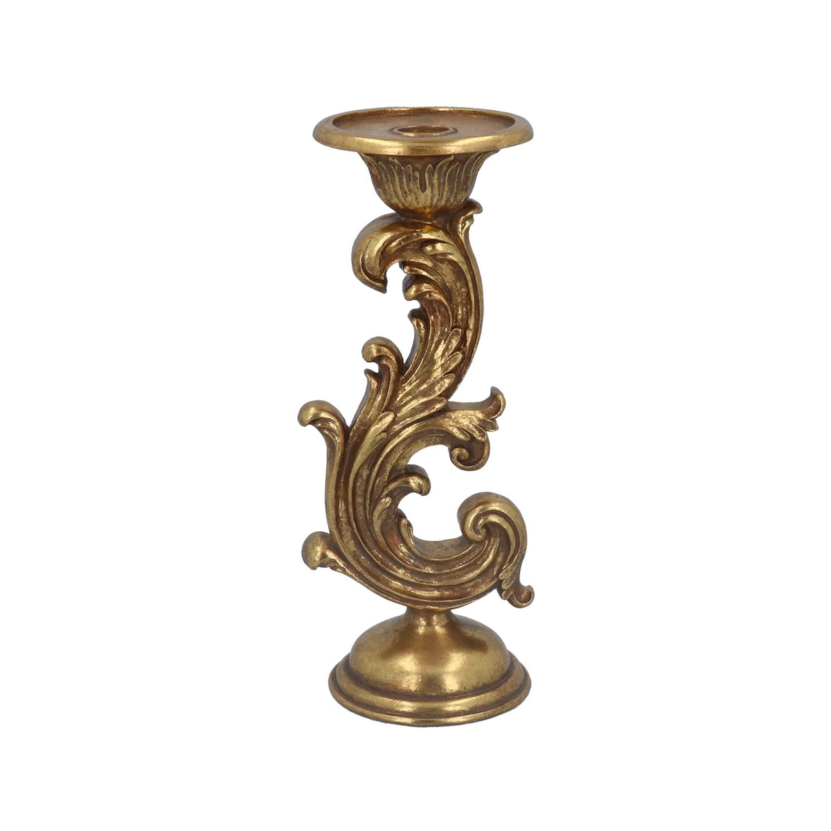 Gisela Graham - Gold Resin Scroll Single Candlestick