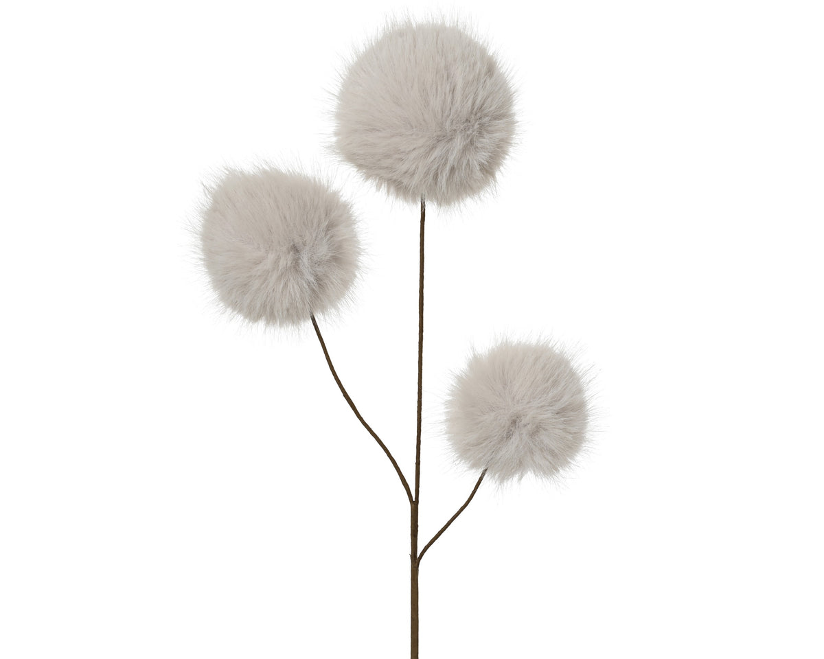 Cream Pompom Faux Fur Spray - 70cm