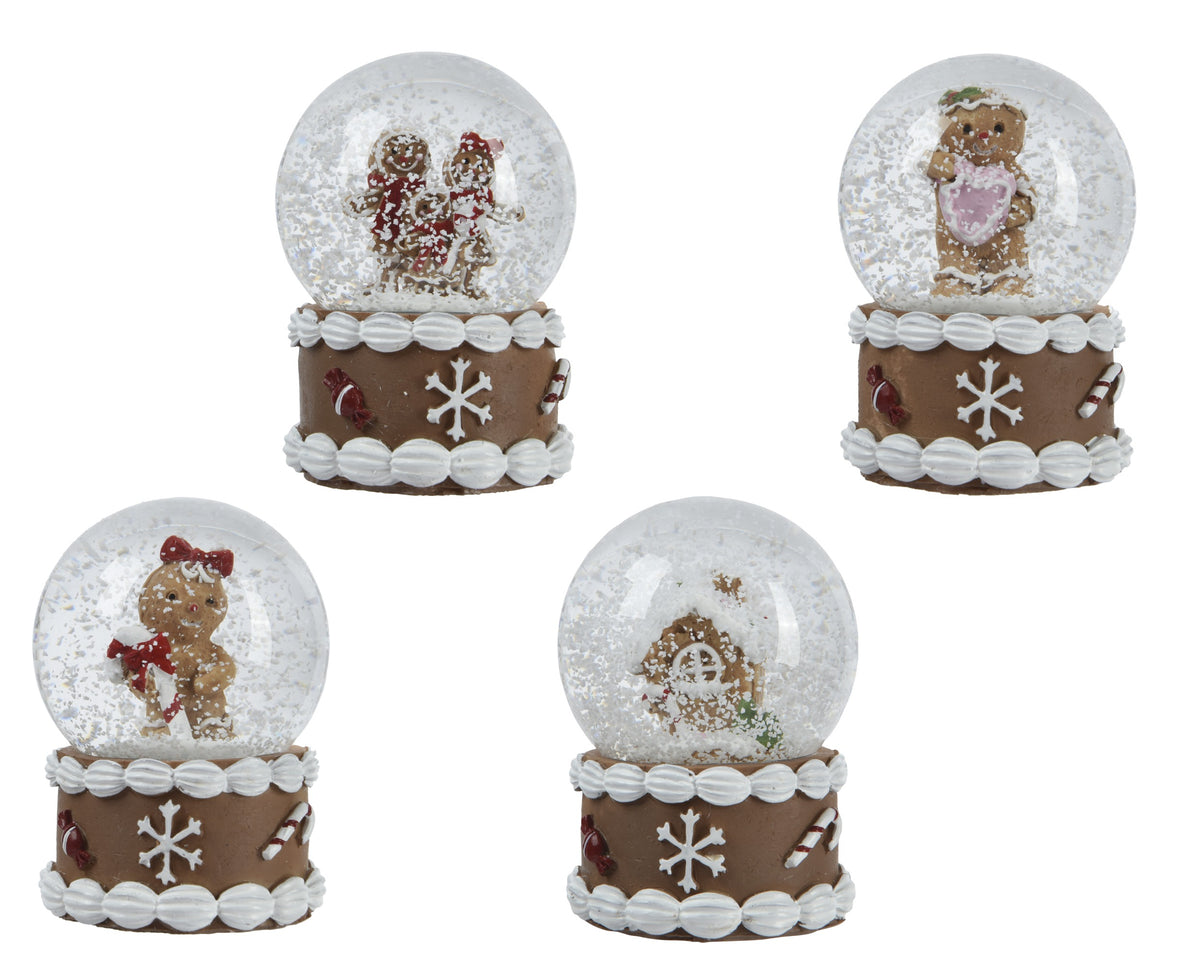 6cm Glass Gingerbread Snow Globe Single