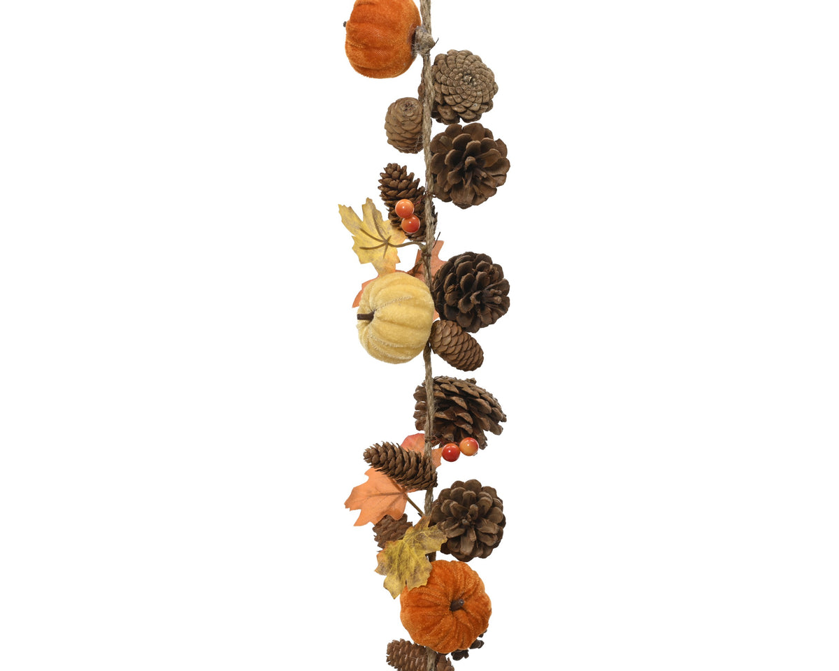 Pumpkin and Acorn Velvet Garland 150cm