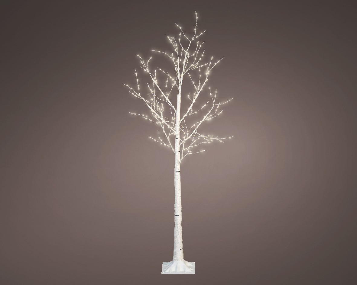 Outdoor Snowy White Birch Tree Decoration with Warm White Micro LEDs