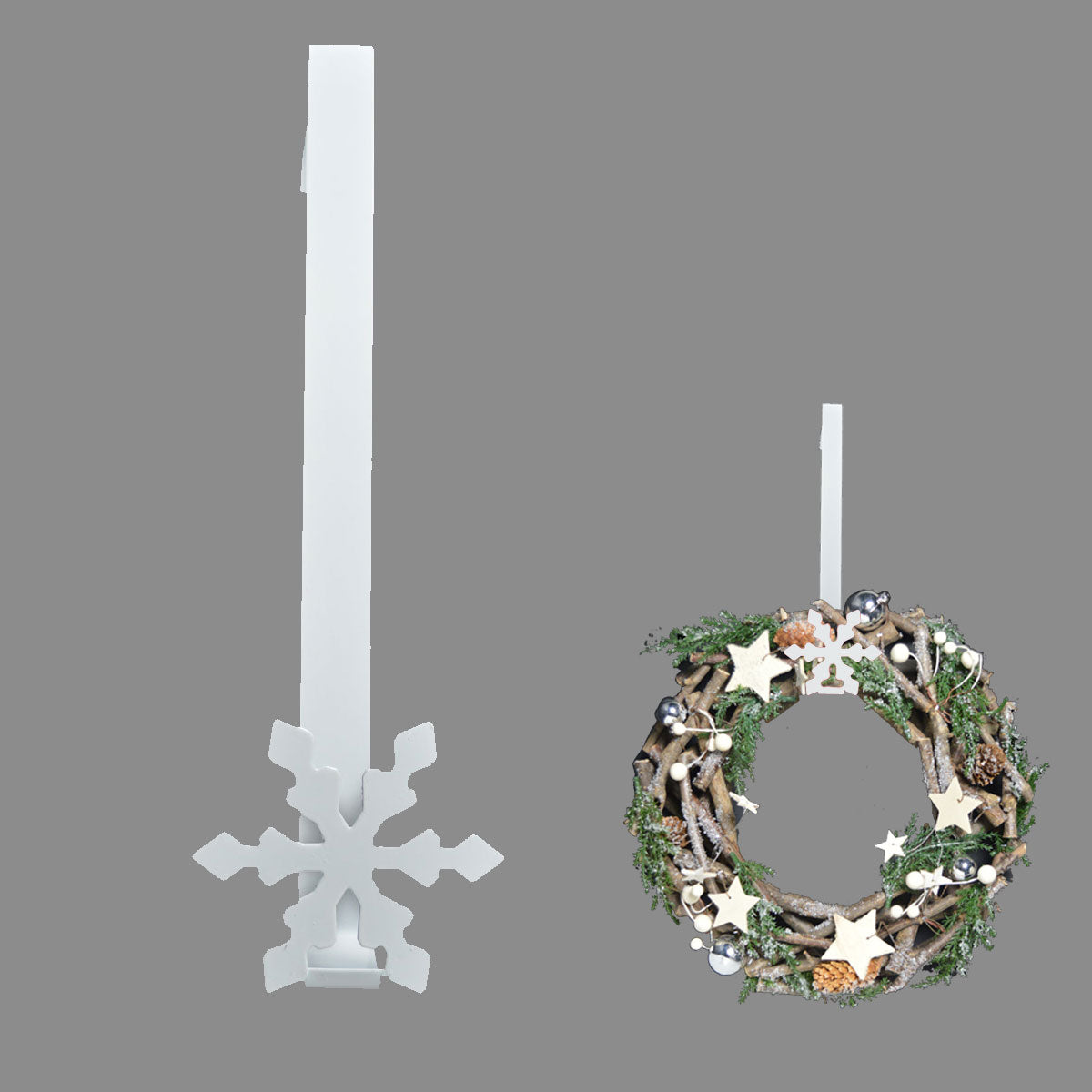 White Snowflake Metal Wreath Hanger