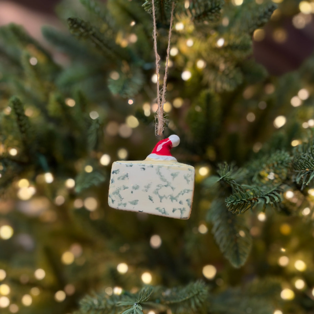Ceramic Stilton / Blue Cheese Cheese Christmas Bauble - 5.7cm