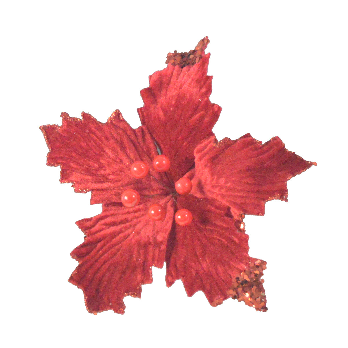 Large Clip on Poinsettia Artificial Flower Red - 25cm