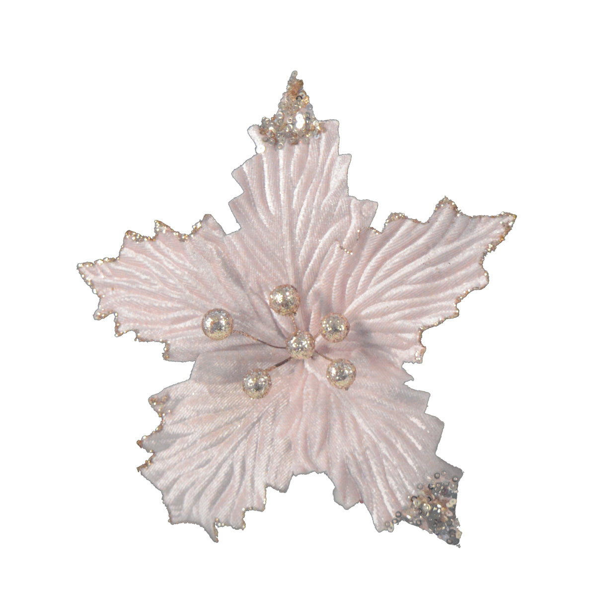 Pale Pink & Champagne Poinsettia Clip - 25cm