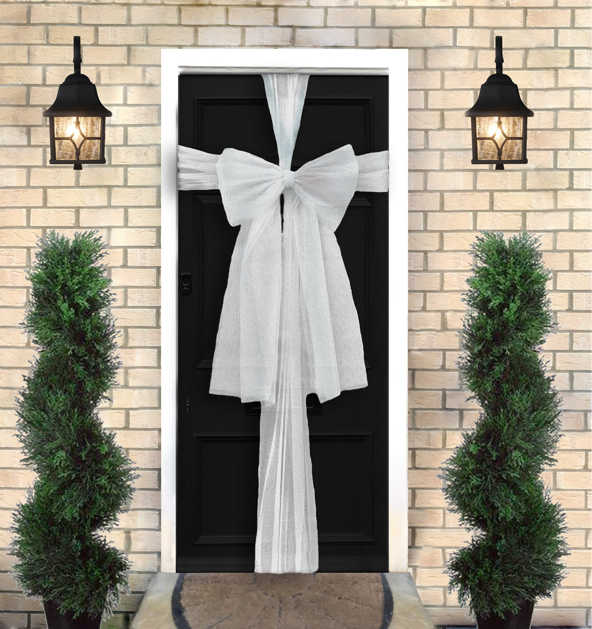 White Organza Christmas Door Bow Kit