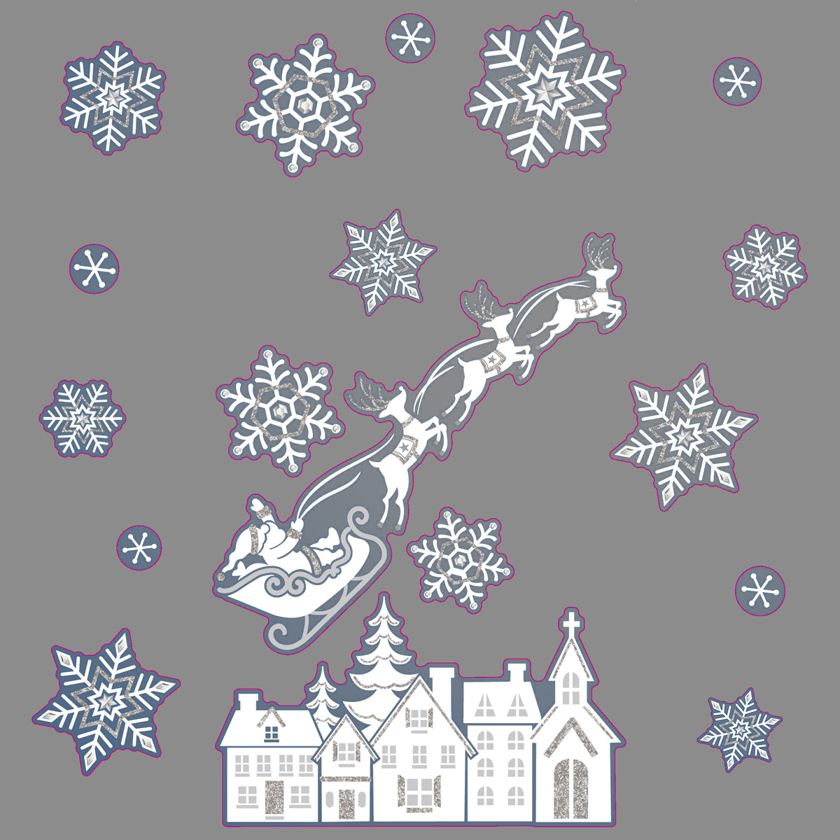 3D Santa Sleigh Christmas Window Stickers