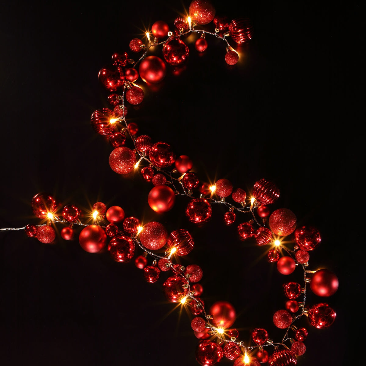 NOMA Red Bauble Cluster Garland with Warm White LEDs