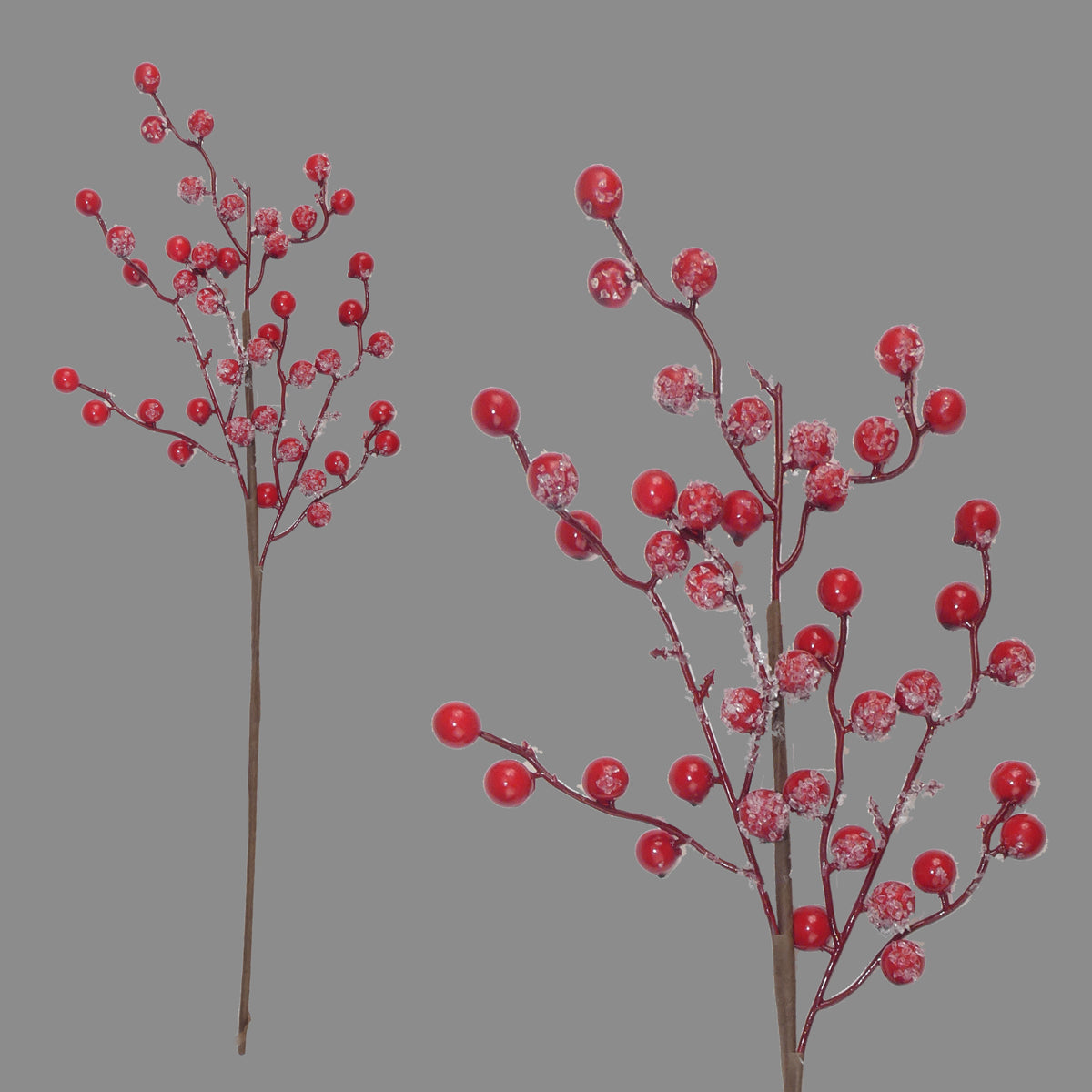 Frosted Red Cherry Stem / Branch - 59cm