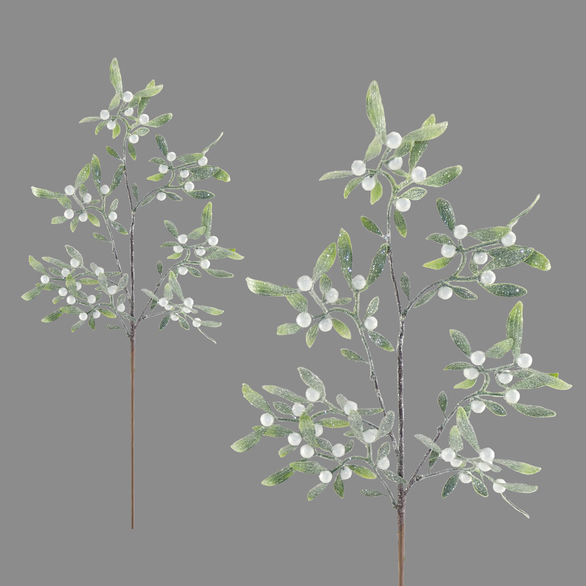 Glitter Frosted Mistletoe Stem/ Pick - 60cm