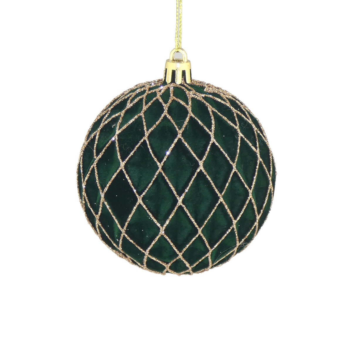 Dark Green Flock Cross Glitter Bauble - 8cm