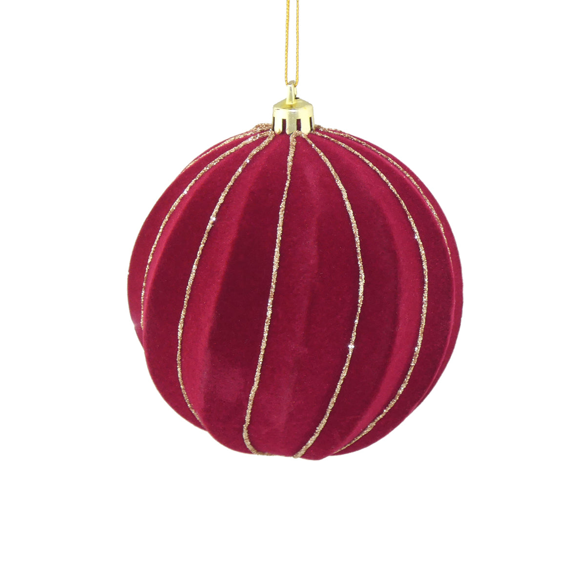 Dark Red Wine Flock Swirl Bauble - 8cm