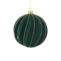 Dark Green Flock Swirl Bauble - 8cm