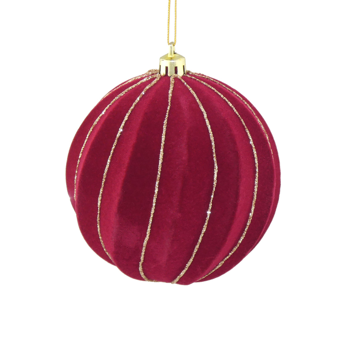 Dark Red Wine Flock Swirl Bauble - 10cm
