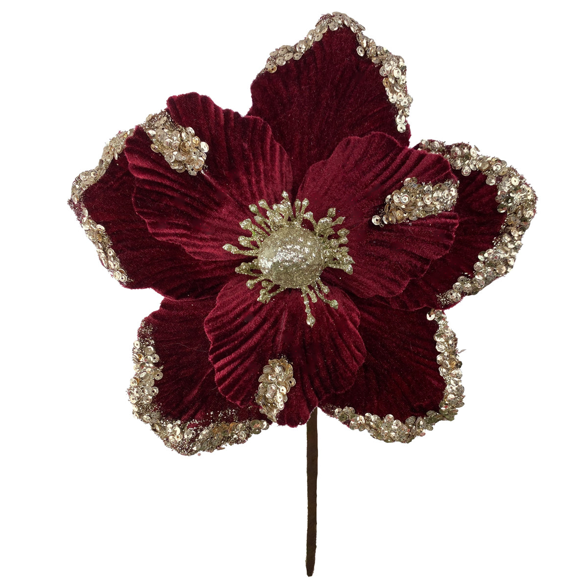 Large Burgundy Oxblood Dark Red Magnolia Pick - 25cm