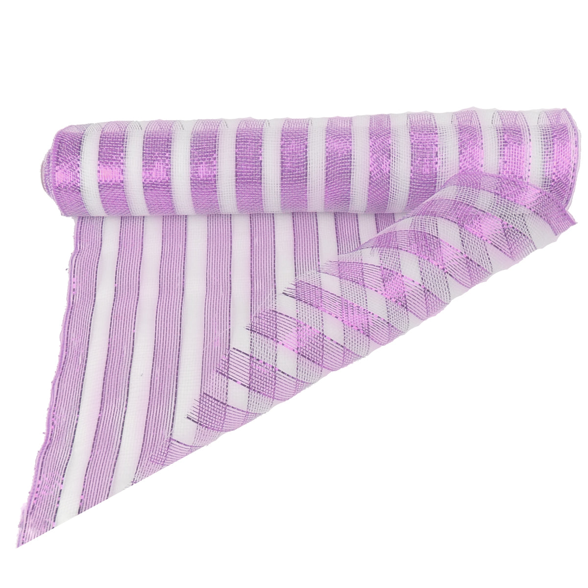 Pink & White Decorative Mesh Ribbon on a Roll - 50cm x 10m
