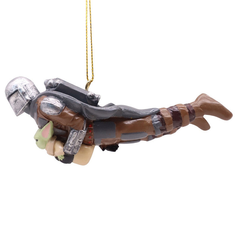 Disney Star Wars Mandalorian & Grogu Flying Christmas Bauble