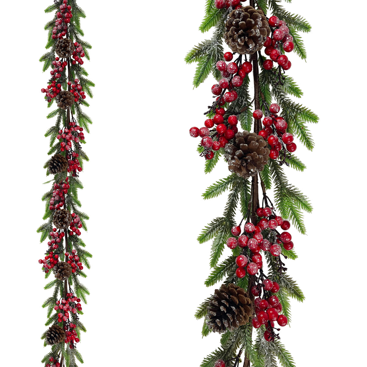 Frosted Red Berry Bunch Garland with Pinecones - 6ft