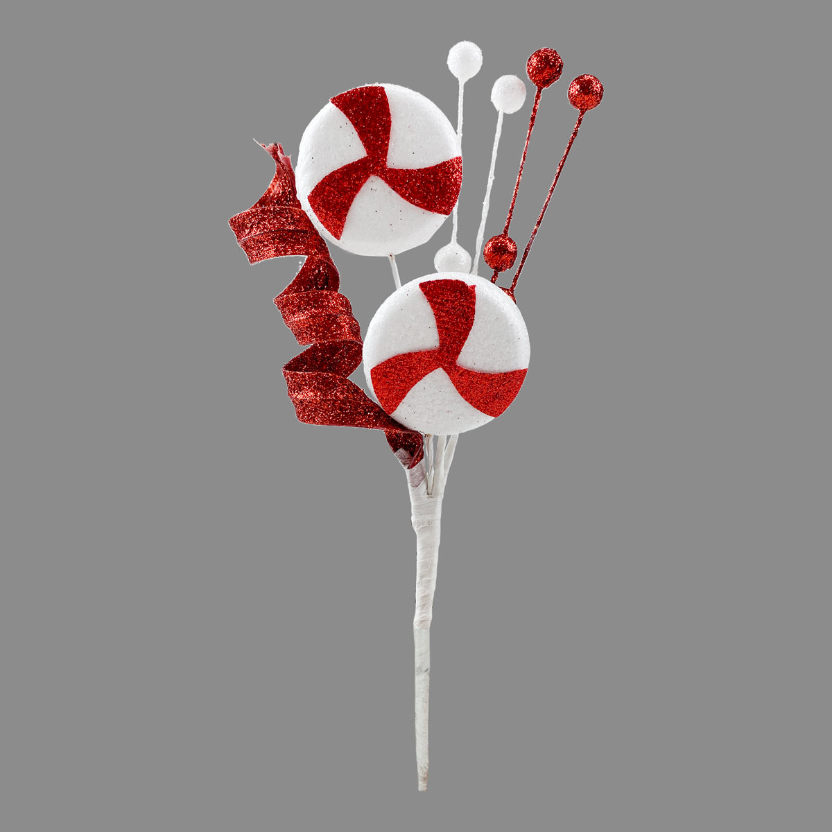 Red Candy Cane Curl Pick - 20cm