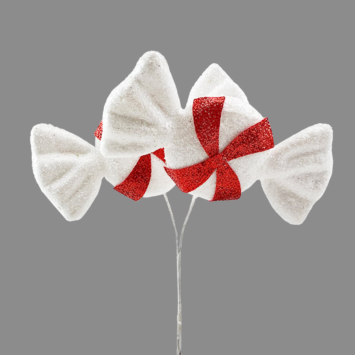 2 Red & White Candy Cane Sweet Picks - 20cm