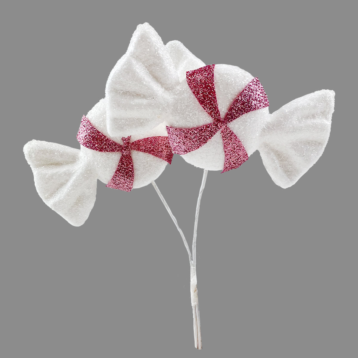 Two Pink & White Swirl Sweets on a Stem Pick - 20cm