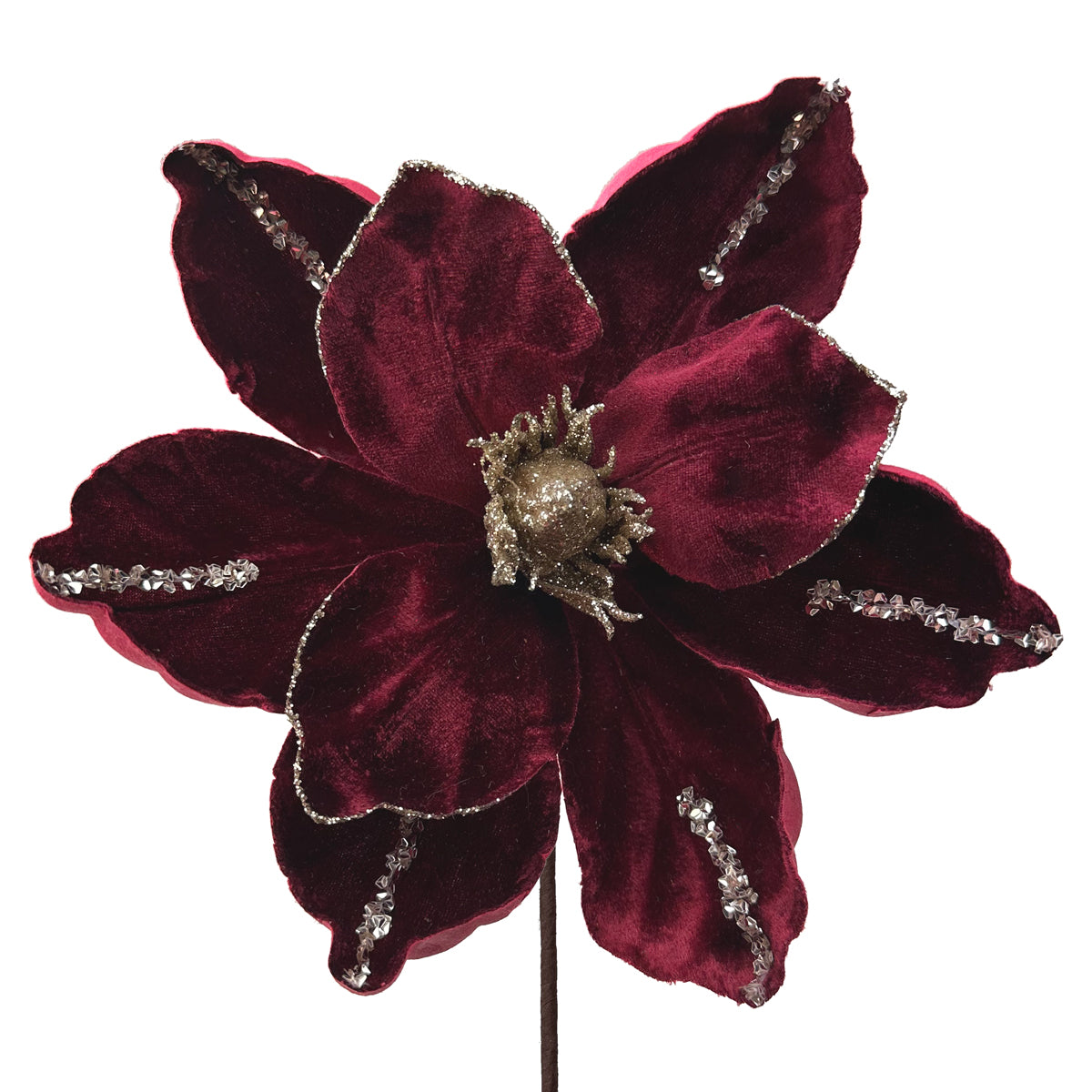 Oxblood Dark Red Velvet Stripe Magnolia - 24cm