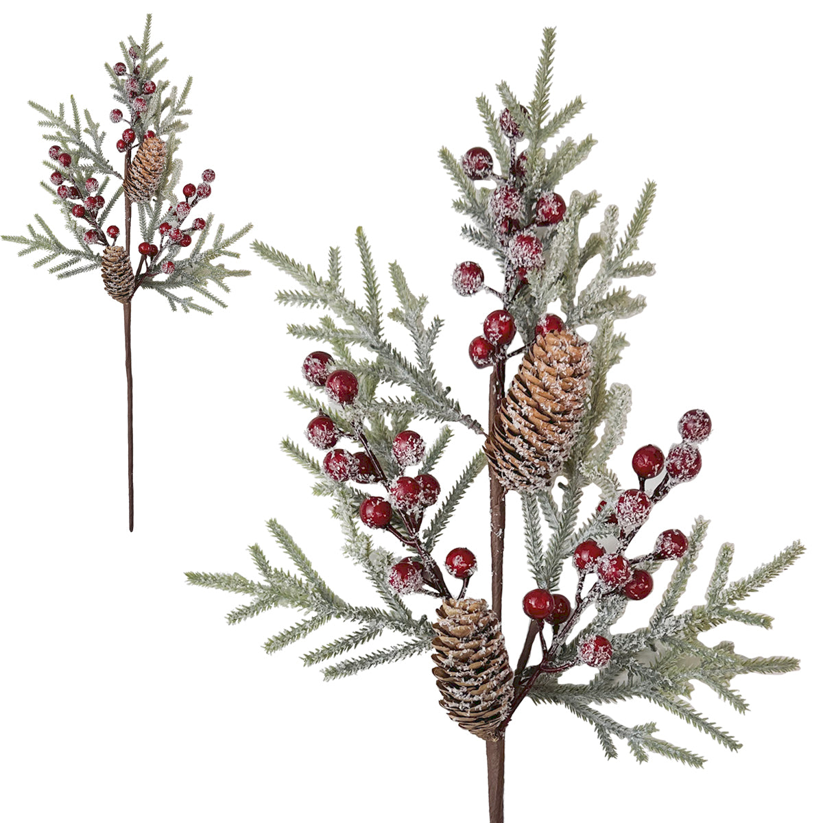 Frosted Berry and Pinecone Decorative Pick - 52cm