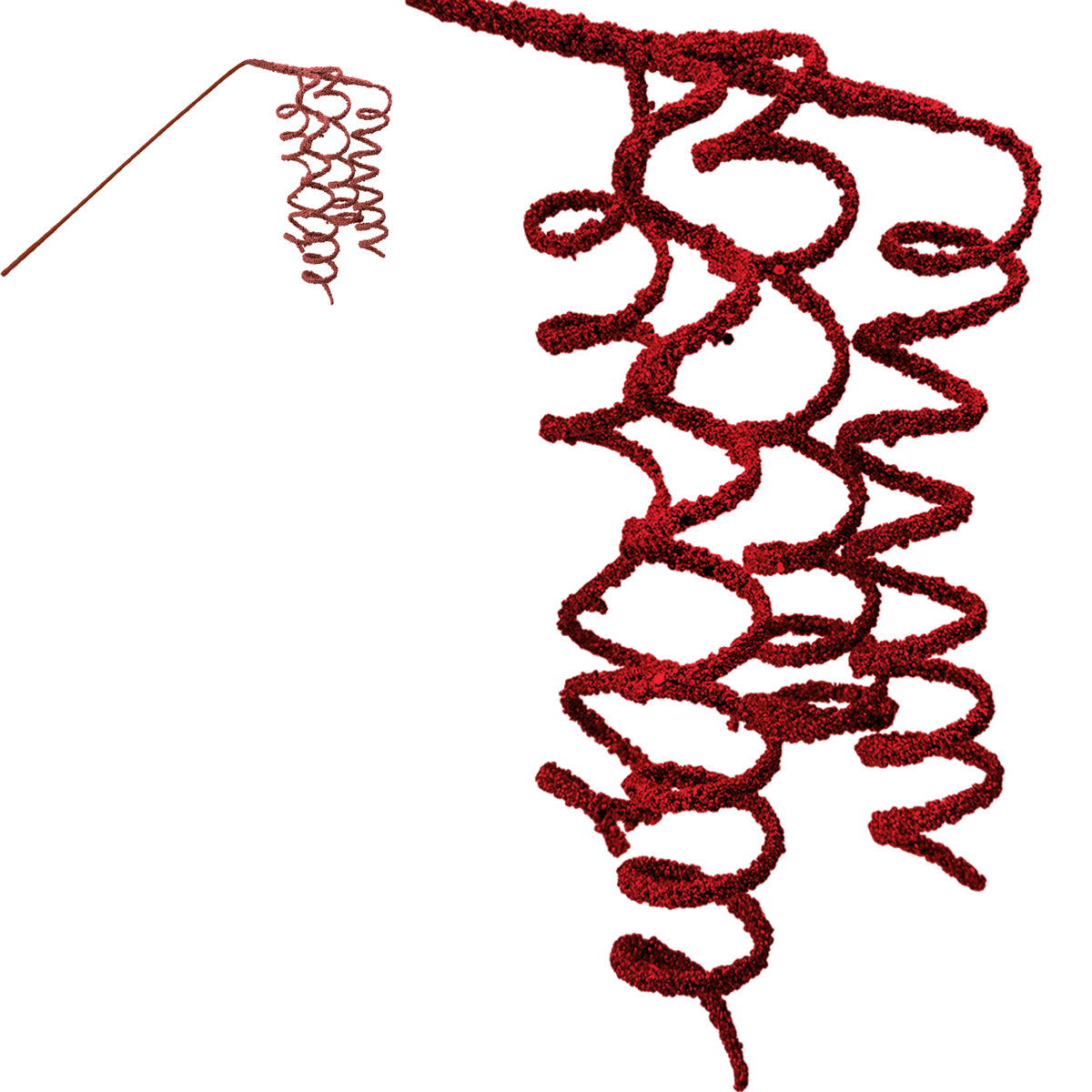 Curly Trailing Red Decorative Stem - 79cm