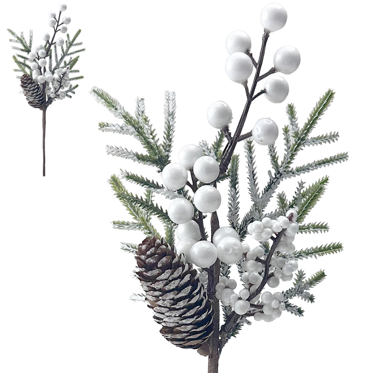 White Frosty Berry Pick - 35cm