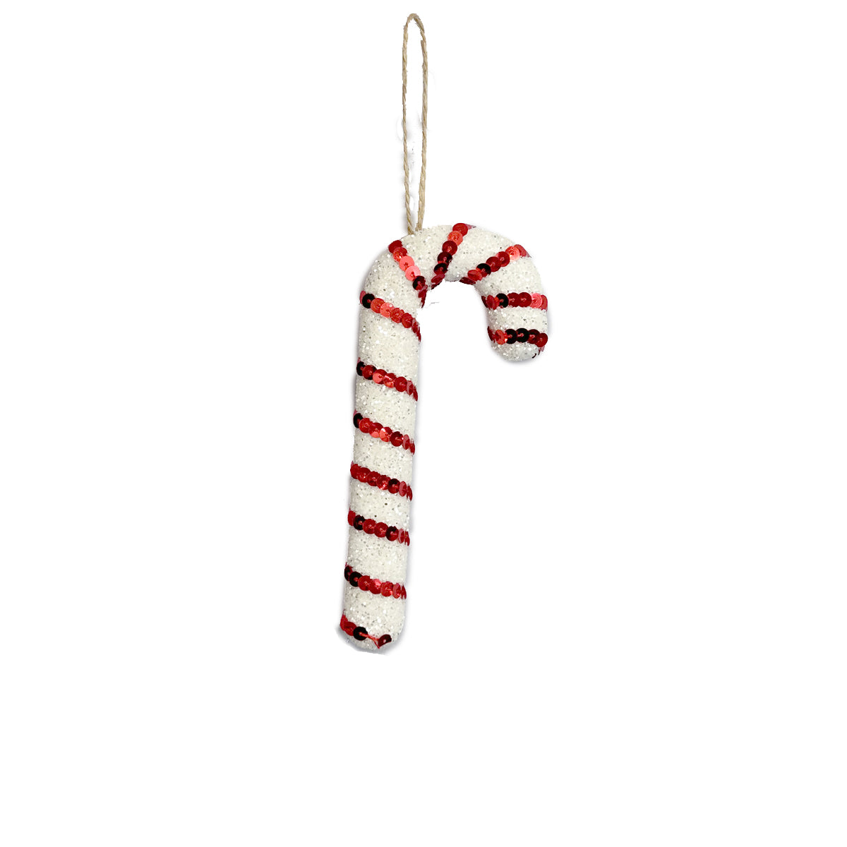 Red & White Sequin Candy Cane Hanging Decoration - 17cm