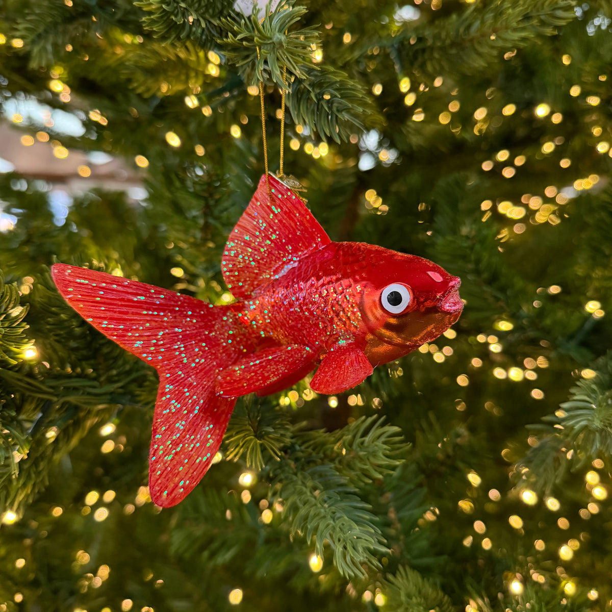 Noble Gems Glass Orange Goldfish Christmas Bauble