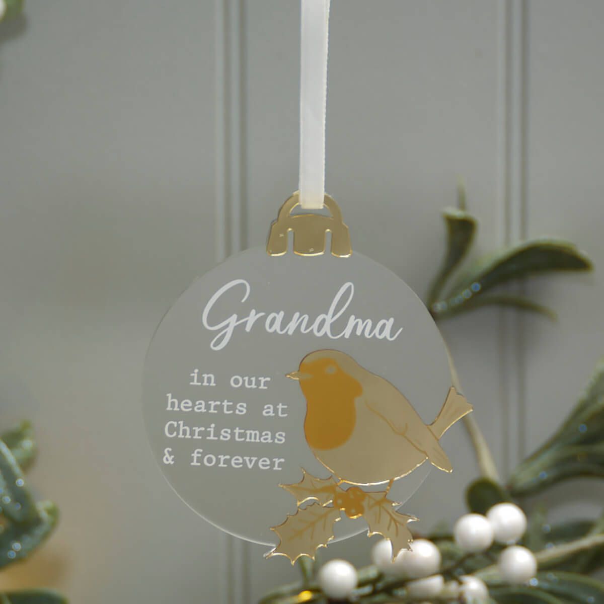 With Love At Christmas Acrylic Bauble Grandma Hanger With Gold Detail