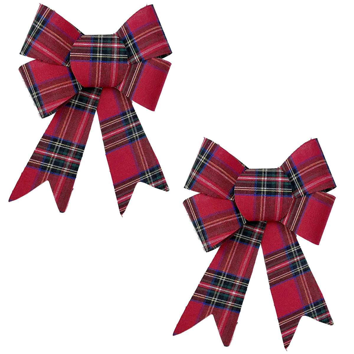 Red & Green Tartan Bows Set of 2 - 17cm