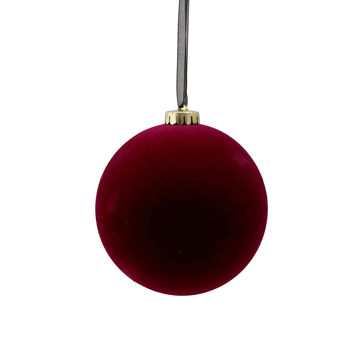 Plain Flocked Dark Red Bauble - 12cm