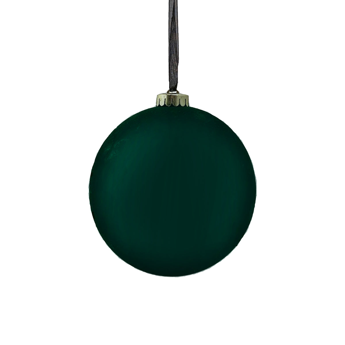 Large Plain Flocked Velvet Dark Green Bauble - 12cm