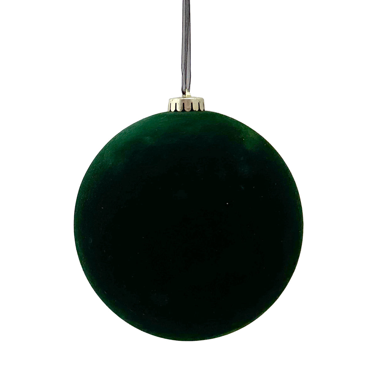 X-Large Plain Flocked Velvet Dark Green Bauble - 15cm