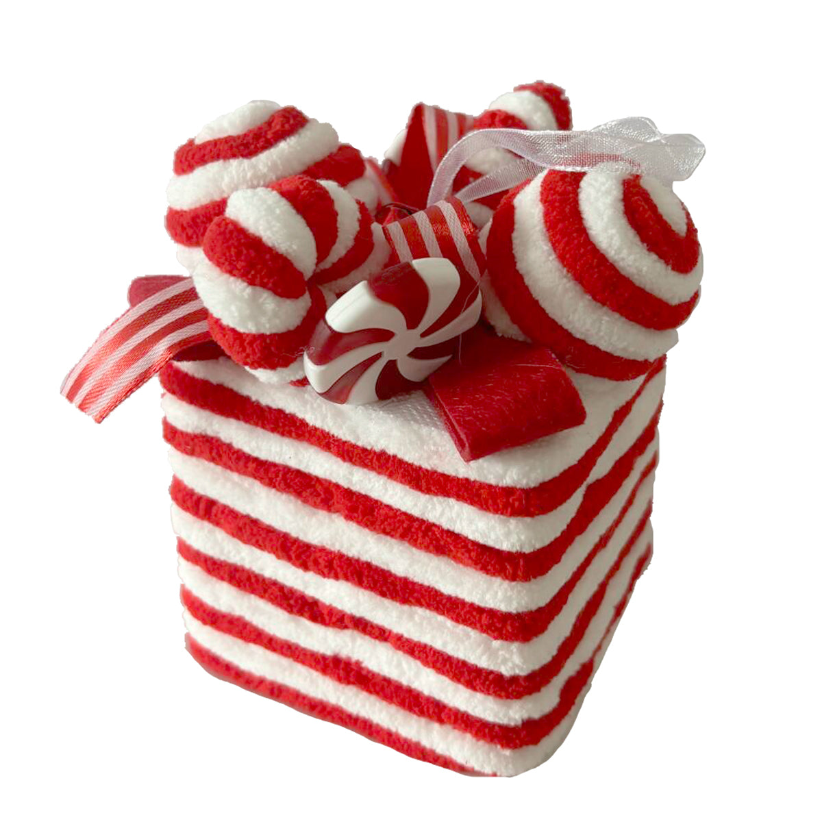 Red & White Candy Cane Sweet Chenille Gift - 12cm
