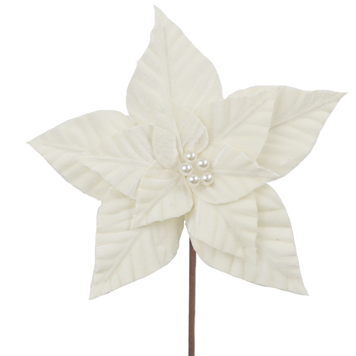 Cream Pearl Velvet Poinsettia - 30cm
