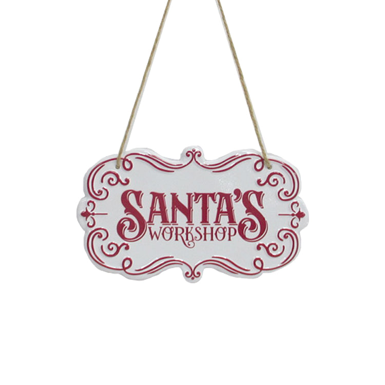 Metal Santa's Workshop Sign - 18cm