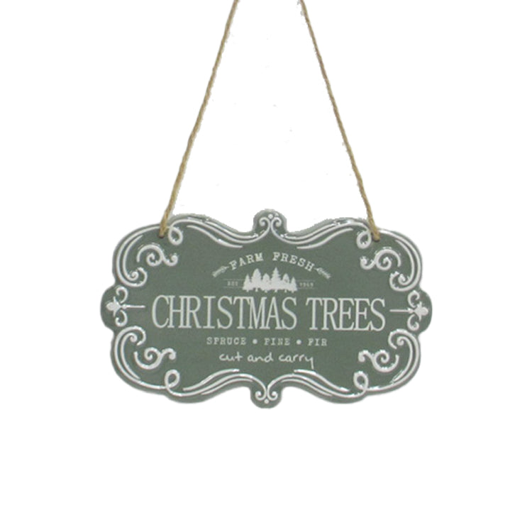 Christmas Trees Metal Sign - 18cm