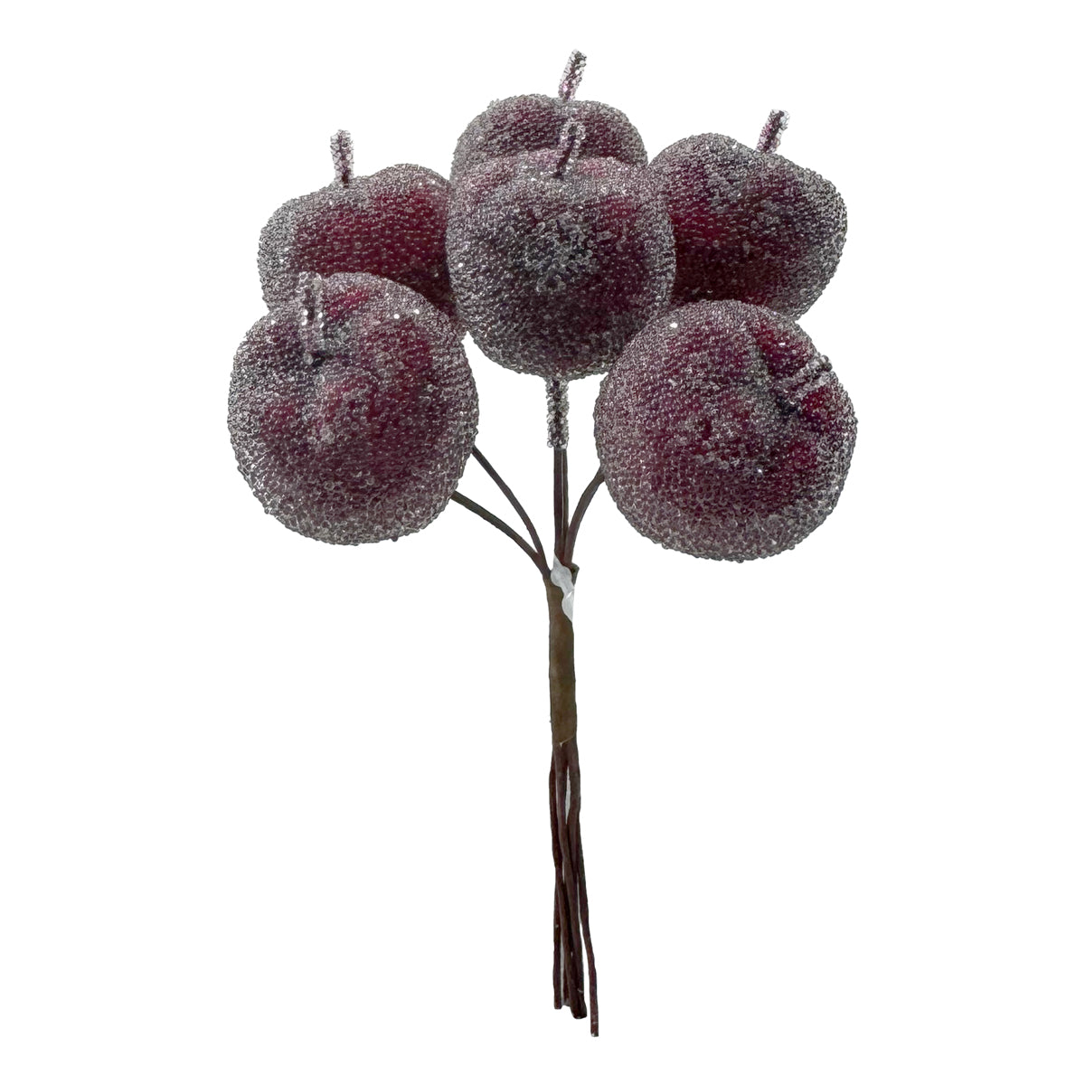 Bunch of 6 Wired Dark Red/burgundy Crab Apples - 30mm