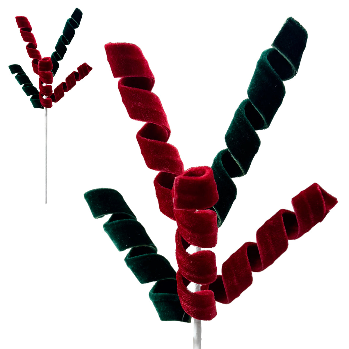 Dark Green ands Dark Red Velvet Curl Spray - 47cm