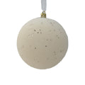 Cream Sparkly Flock Bauble - 10cm