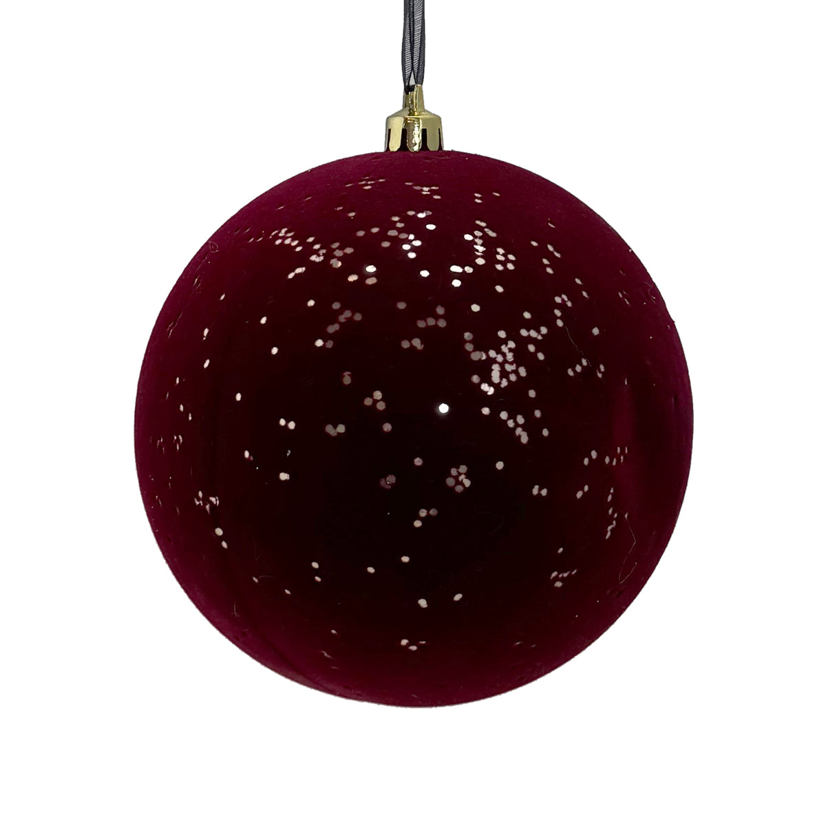 Dark Red Sparkly Flock Bauble - 12cm
