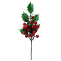 Glitter Holly Pick with Red Berries - 27cm